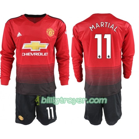 Billige Fotballdrakter Manchester United MARTIAL 11 Barn Hjemmedraktsett 2018/19 Langermet